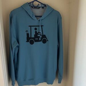 Travis Mathew Teal Pullover Hoodie with Golf Cart Graphic